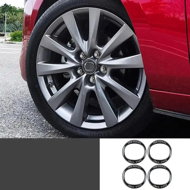 Aluminium alloy 100th anniversary car modification sticker for Mazda in red colour option