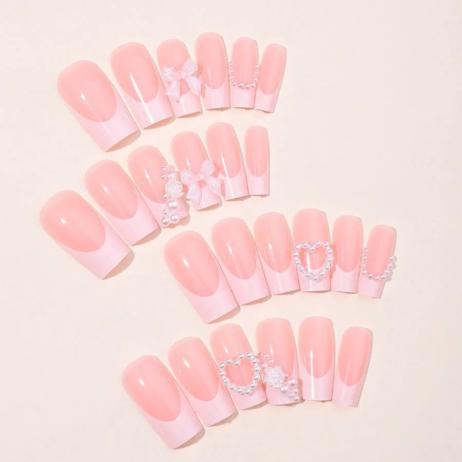 French Love Pearl design removable press-on nail stickers in colour XD93 with glue and applicator.