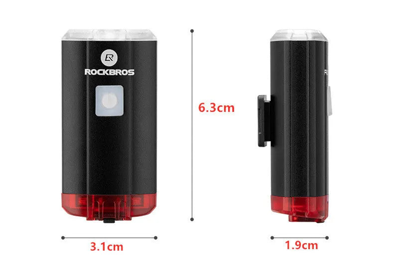 Black bicycle helmet light 100 lumens USB rechargeable with aluminium alloy shell