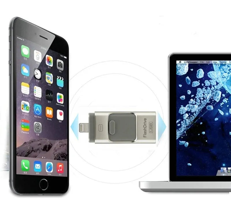 Three In One OTG USB Flash Disk in Black for computer and mobile phone data transfer