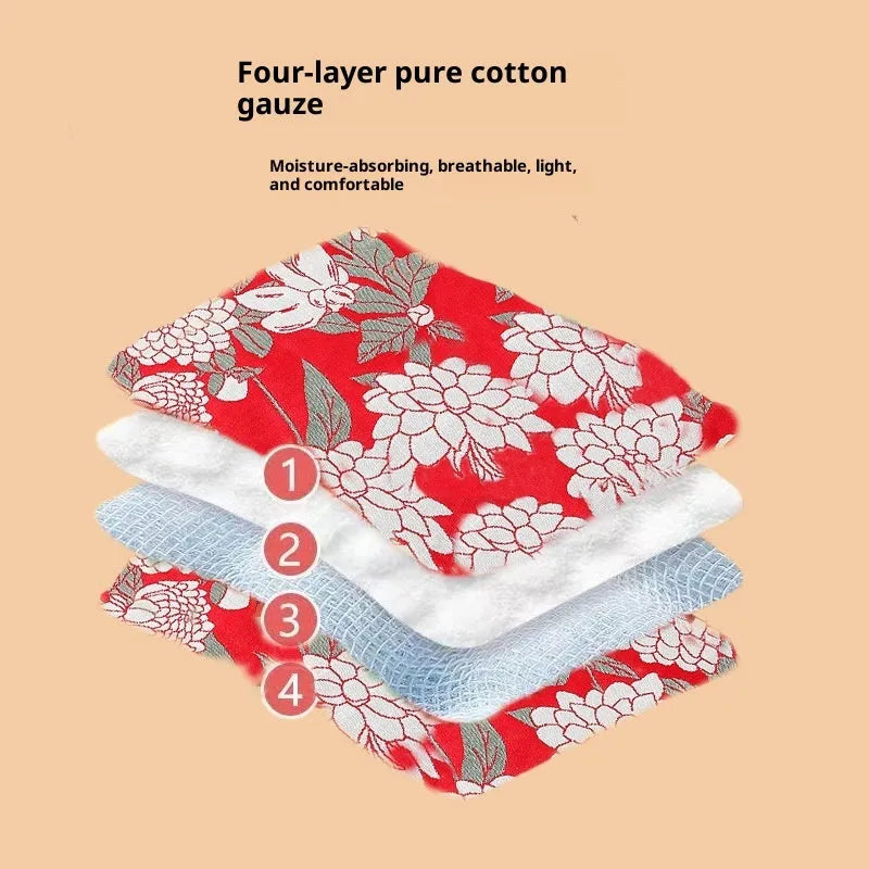 Class A cotton gauze square towel in 40x34cm size with sunflower pattern, soft and lint-free for face washing