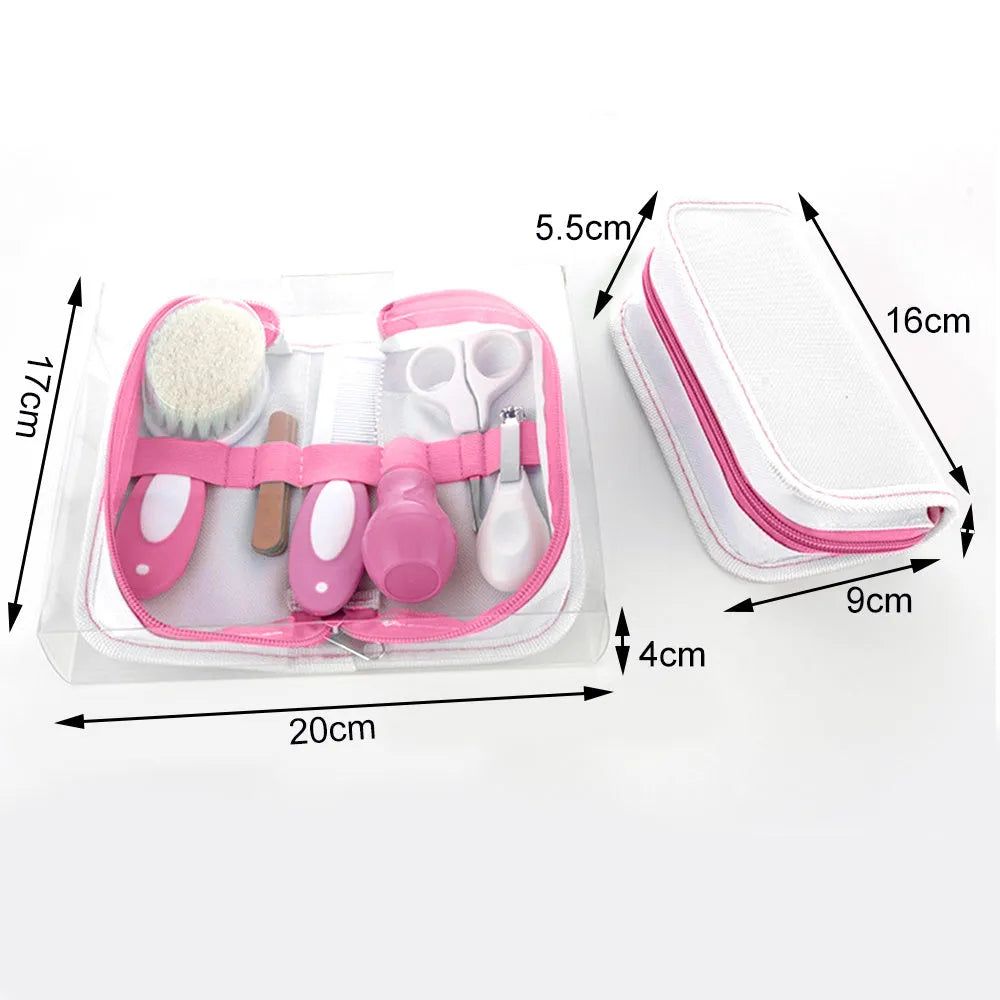 6-piece pink baby nail care comb set with grooming tools for infant hygiene