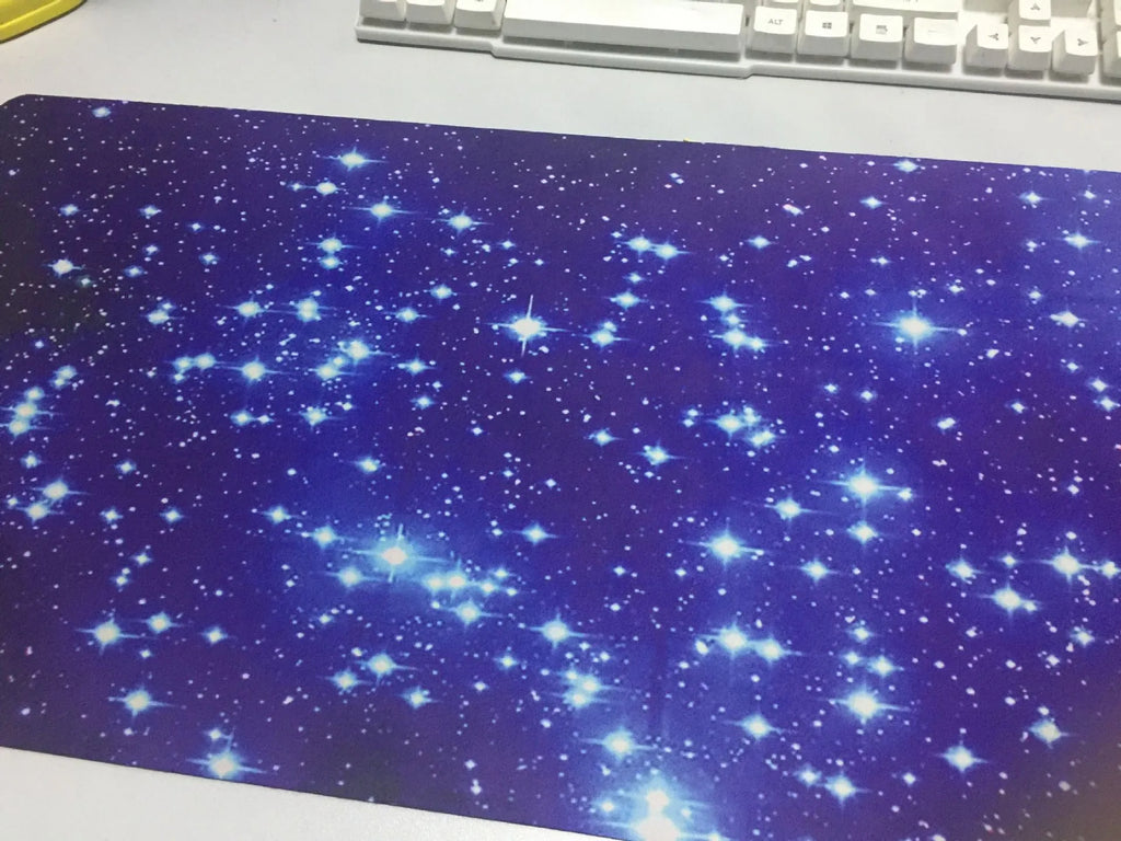 Blue star mouse pad with high-density fabric surface and natural rubber anti-skid base, available in multiple sizes