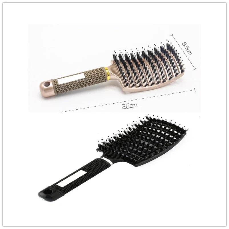 Detangling hairbrush with bristle and nylon teeth for effortless hair management and scalp massage