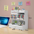 Plastic square pen holder storage box with multiple grid compartments for stationery organisation