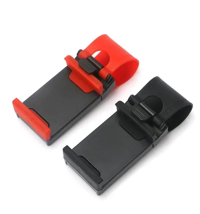 Black universal steering wheel phone holder mount clip for car navigation