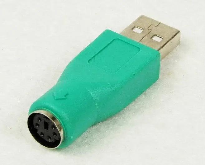Green PS2 to USB adapter with copper wire cable 1 metre for computer accessories