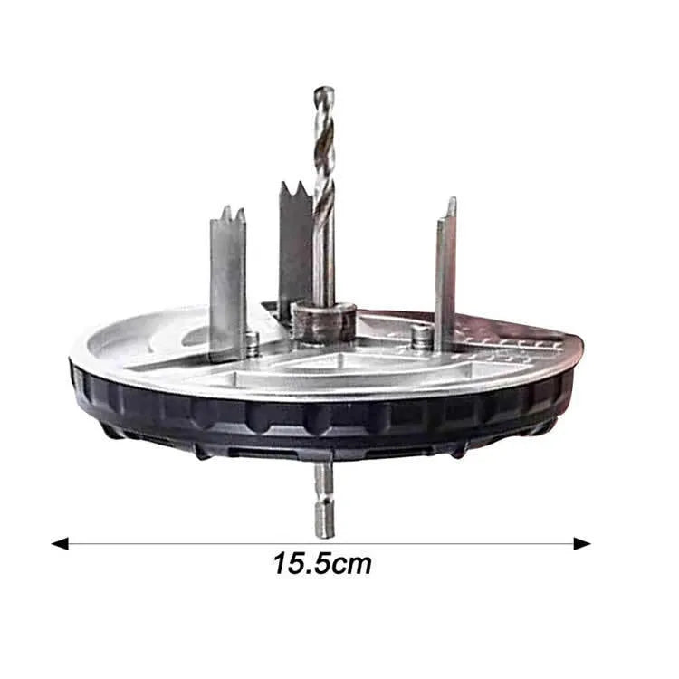 Adjustable punching saw with three triple tooth blades and Allen key, 45-130mm cutting diameter, 30mm depth