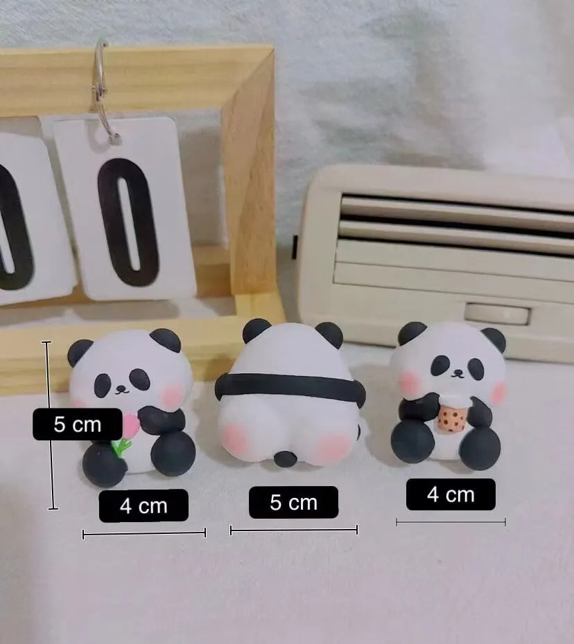 Cute panda car vent perfume decoration clip in milk tea, flower, or back panda style.
