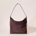 Women's genuine leather shoulder underarm bag with retro styling and clamshell design in brown