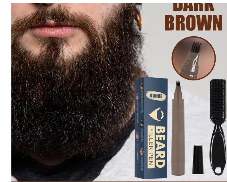 Premium beard filler pencil kit for precisely filling in patchy or thin facial hair for a perfectly contoured, natural-looking beard