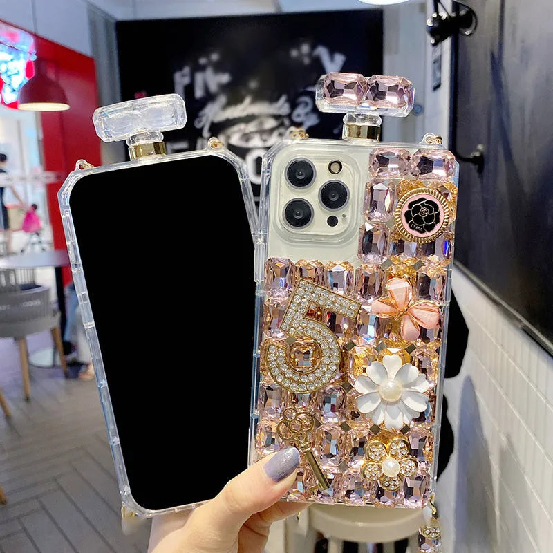 Luxury rhinestone TPU phone case in purple for iPhone 12 series