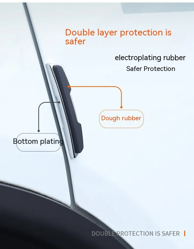 Black plastic silicone car door bumper protection strips, four-piece set