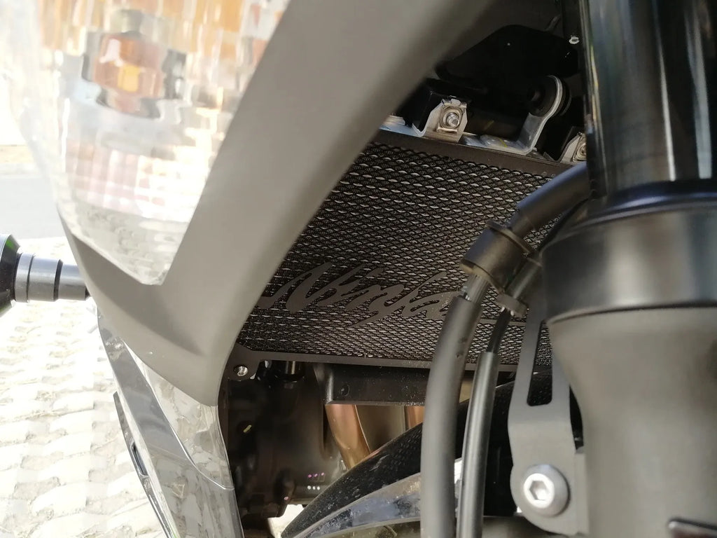 Kawasaki Z400 Ninja 400 water tank cover protective mesh in black, gold, green, and red colour options