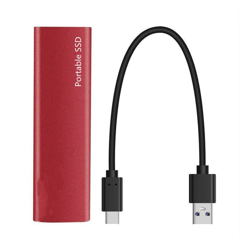 Ultra-thin metal shell mobile SSD external hard drive in red, black, blue, or silver interface colours