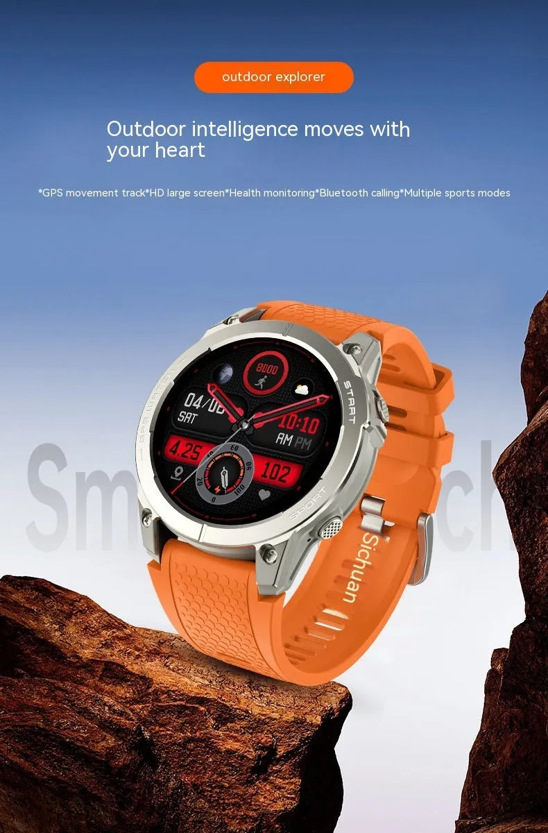 Black S53 outdoor GPS smart watch with zinc alloy frame and silicone band on a wrist.