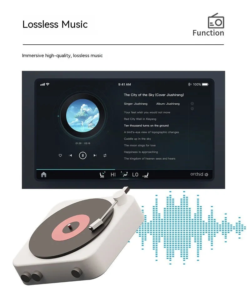 7-inch portable vehicle MP5 player with mounting bracket on black background