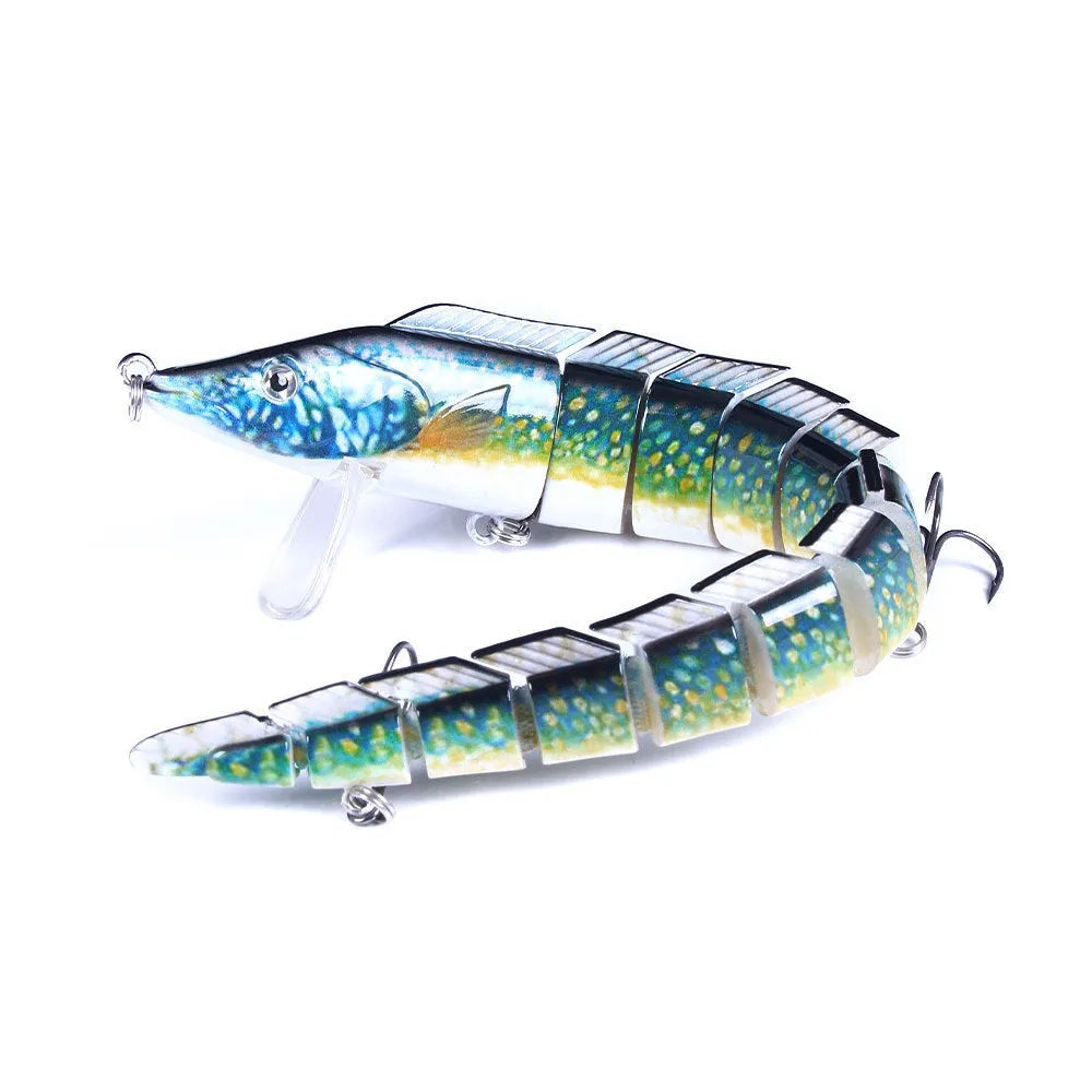 Multi-section simulated loach fishing lure measuring 23cm with #2 hook attached in various colour options