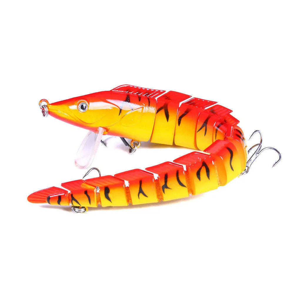 Multi-section simulated loach fishing lure measuring 23cm with #2 hook attached in various colour options