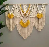 Nordic style creamy white cotton woven tapestry wall hanging 120x95cm rectangle