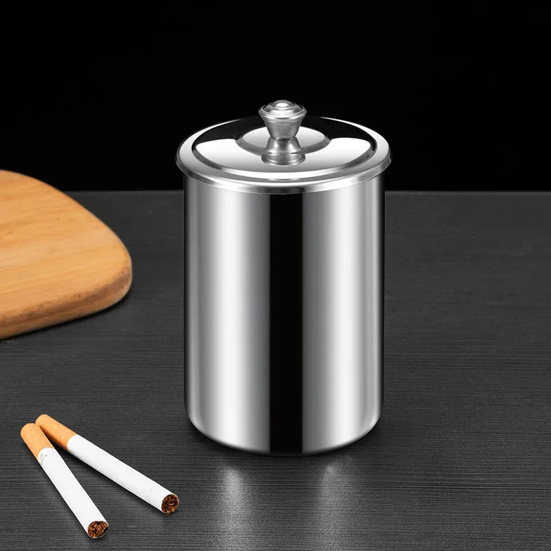 Stainless steel fly ash ashtray with cover in multiple colour options