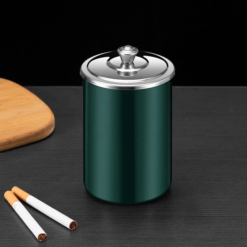 Stainless steel fly ash ashtray with cover in multiple colour options