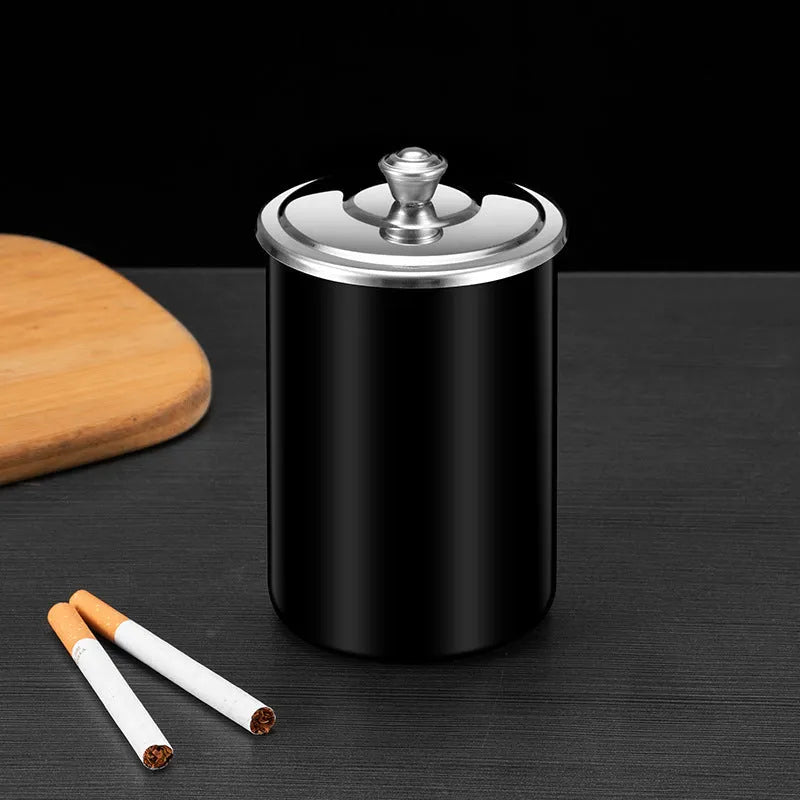 Stainless steel fly ash ashtray with cover in multiple colour options