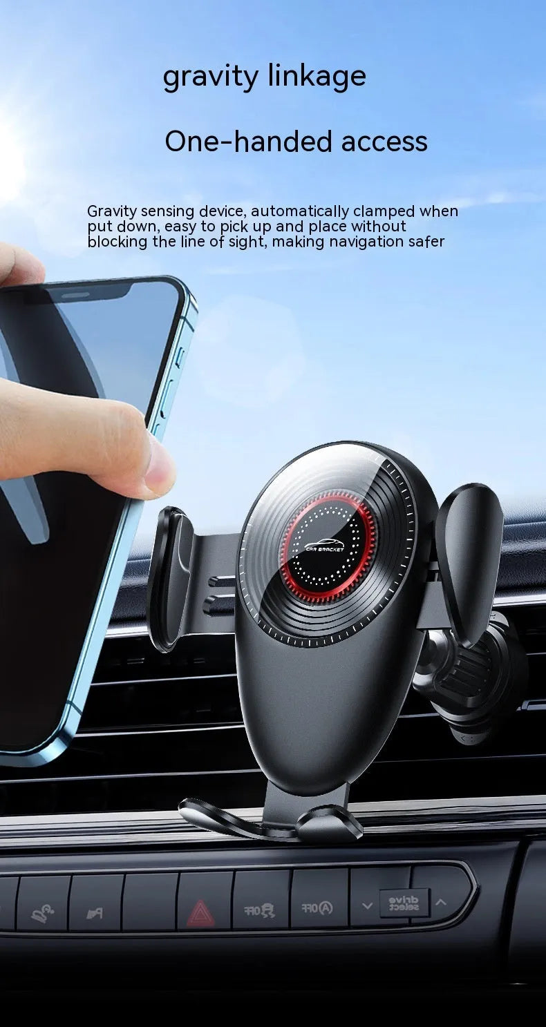 Black universal car air vent mobile phone bracket with mechanical support frame