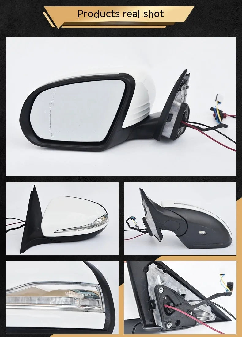 Mercedes-Benz W205 C-Class rearview mirror assembly replacement part in ABS plastic.