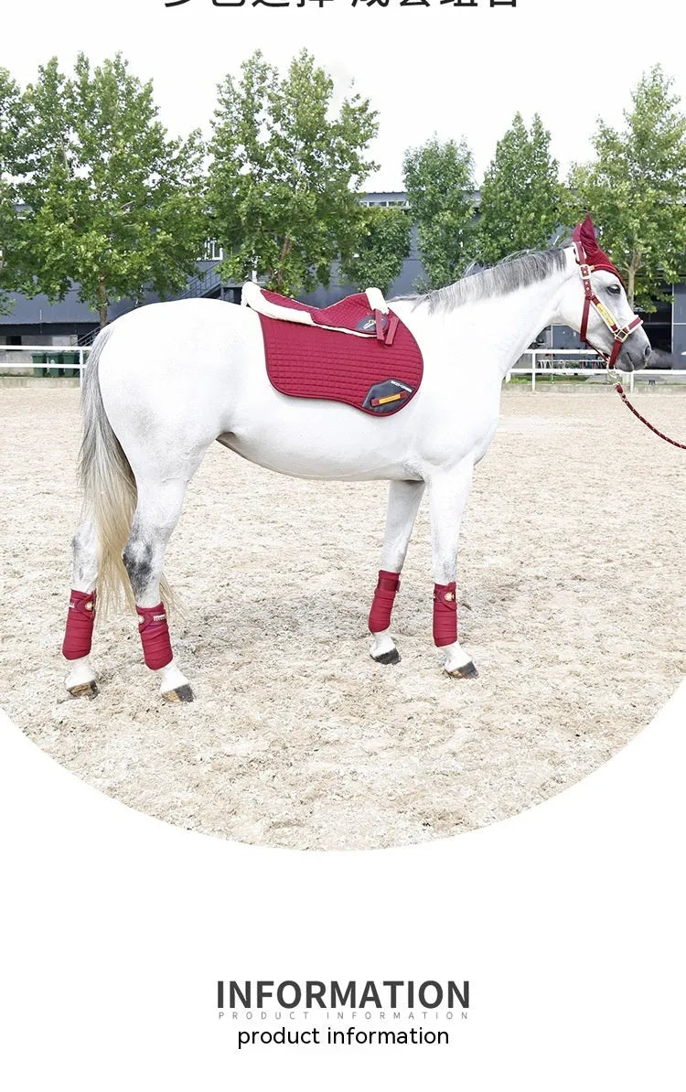 Equestrian wool saddle pad for shock absorption in black, navy blue, white or wine red