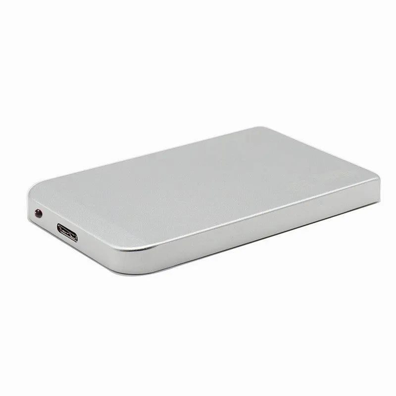 Metal external portable hard drive, 120mm x 80mm x 15mm, with data cable and packing box