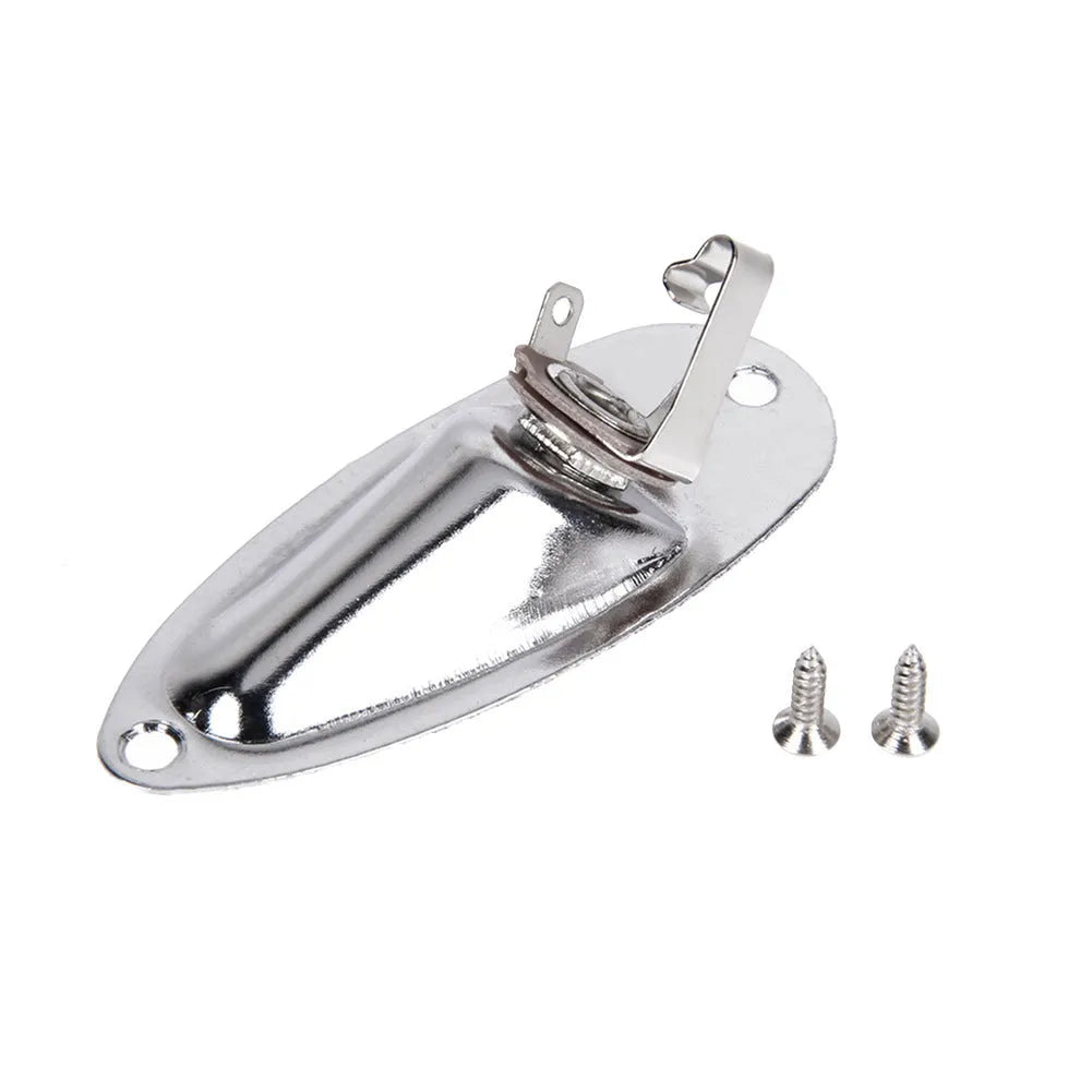 Black and silver alloy electric guitar output jack socket replacement part