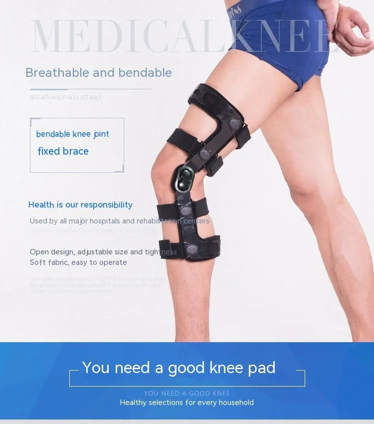 Black anterior ligament knee pad and supporter showing brushed cloth exterior with sponge cushioning
