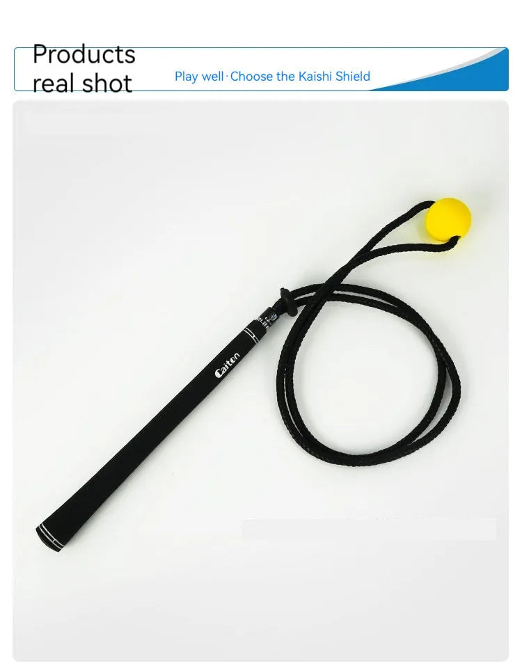 Black silicone elastic golf swing training rope for physical correction practice