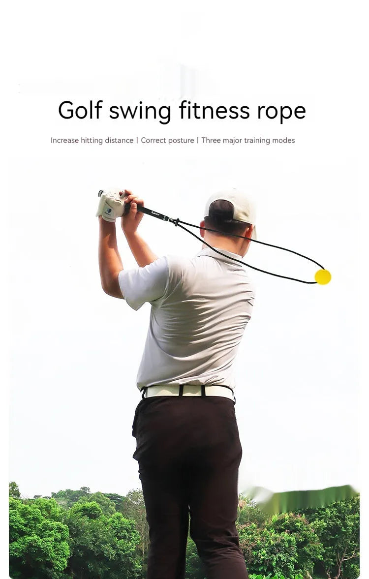 Black silicone elastic golf swing training rope for physical correction practice