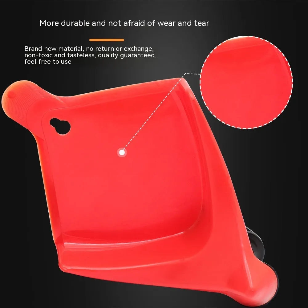 Four red plastic car stop parking blocks with non-slip rubber tread surfaces for tyre guidance