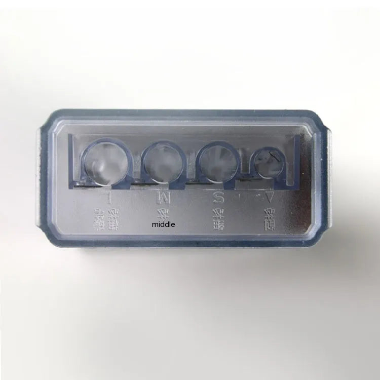Four-hole pencil sharpener with geometric plastic design and replaceable blade system