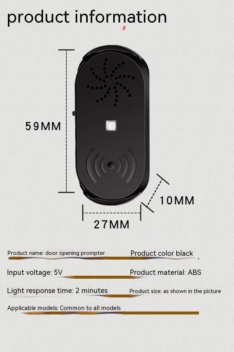 Black car door reminder with infrared sensor for vehicle safety