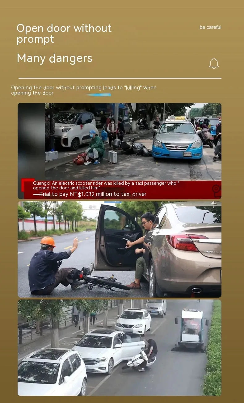 Black car door reminder with infrared sensor for vehicle safety