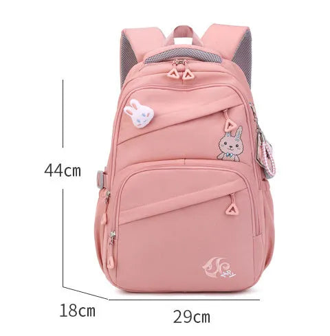 Oxford cloth schoolbag for primary school girls solid colour blue black light gray purple pink
