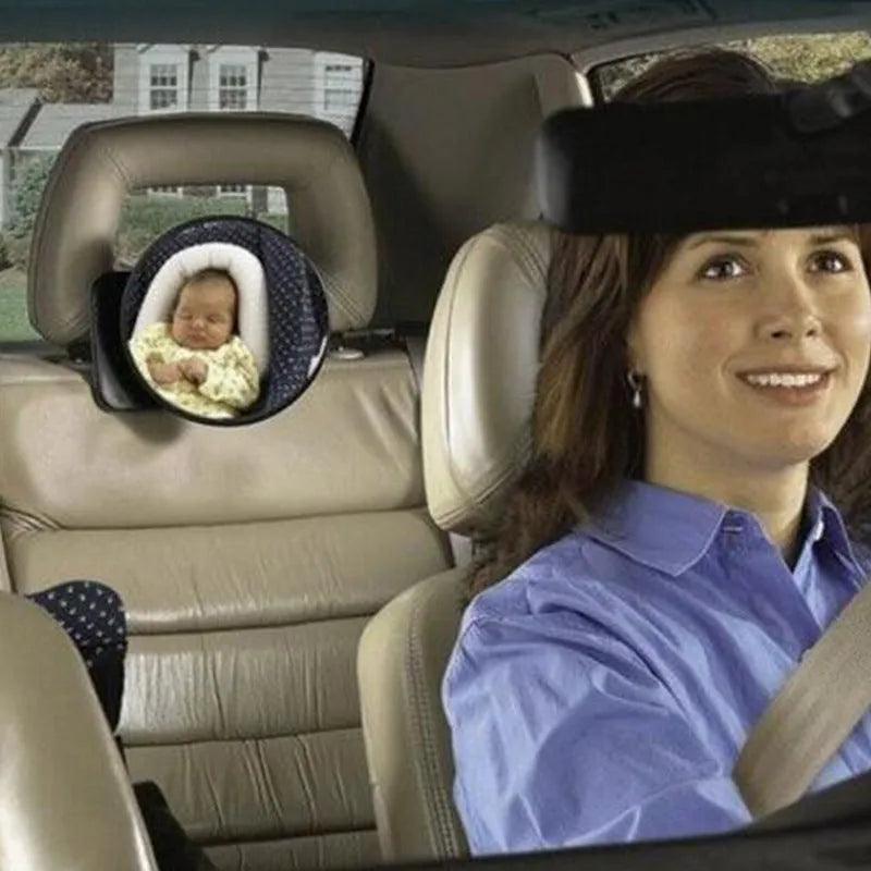 Black ABS baby safety seat rearview mirror mounted on car headrest