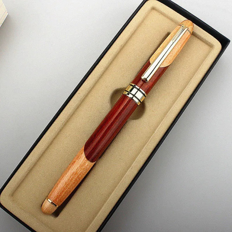 Metal fashion wooden pen with storage bag for office and finance professional use