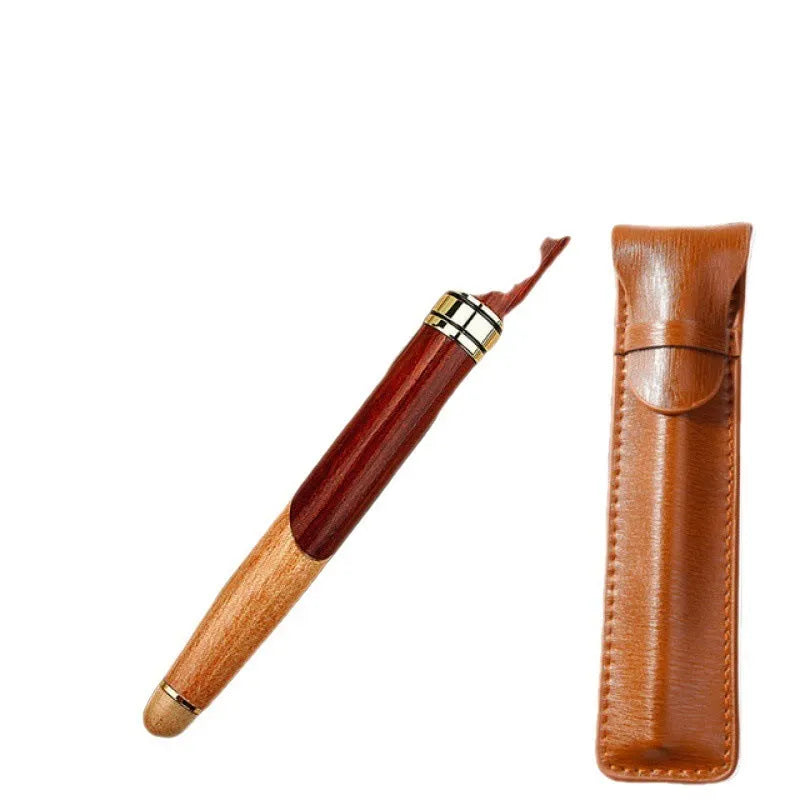 Metal fashion wooden pen with storage bag for office and finance professional use