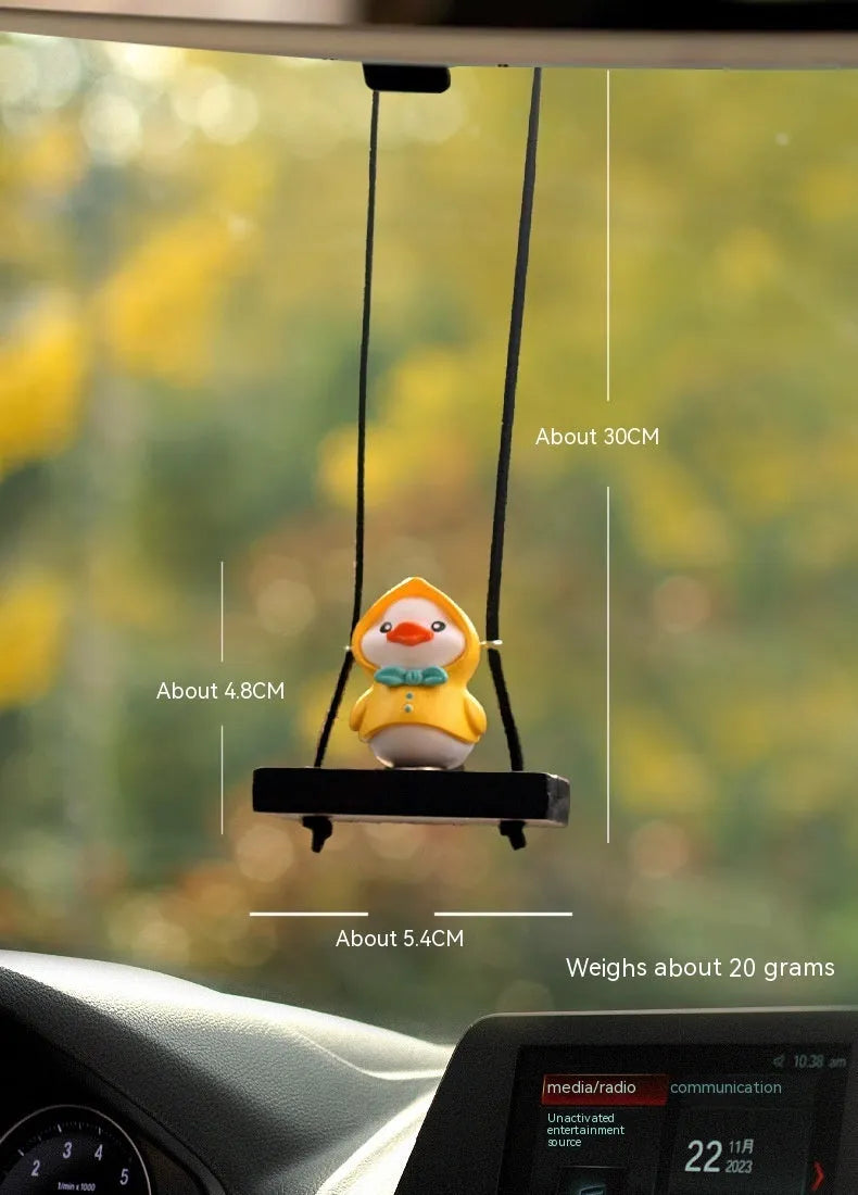 Cute yellow plastic duck doll car hanging ornament with four pendant style choices.