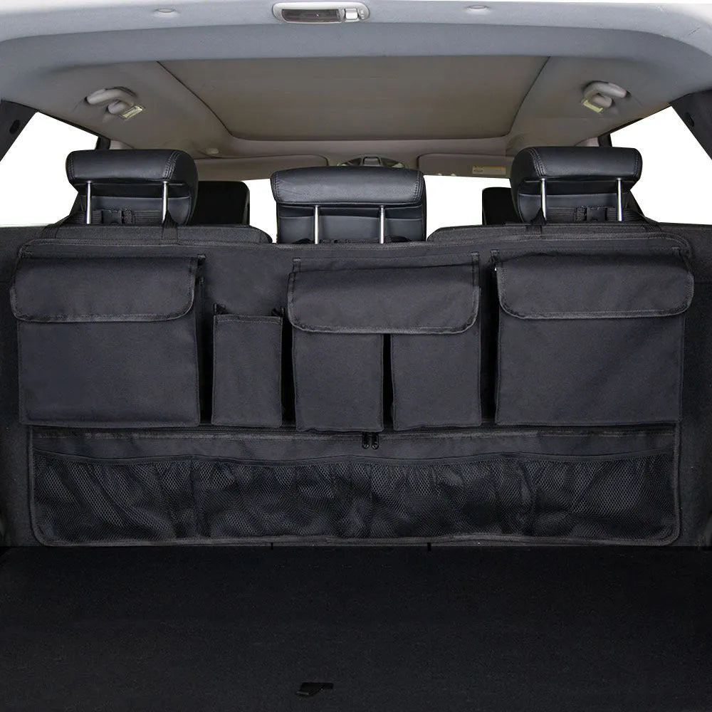 Black car boot hanging shopping bag organiser with waterproof Oxford cloth and carry handle