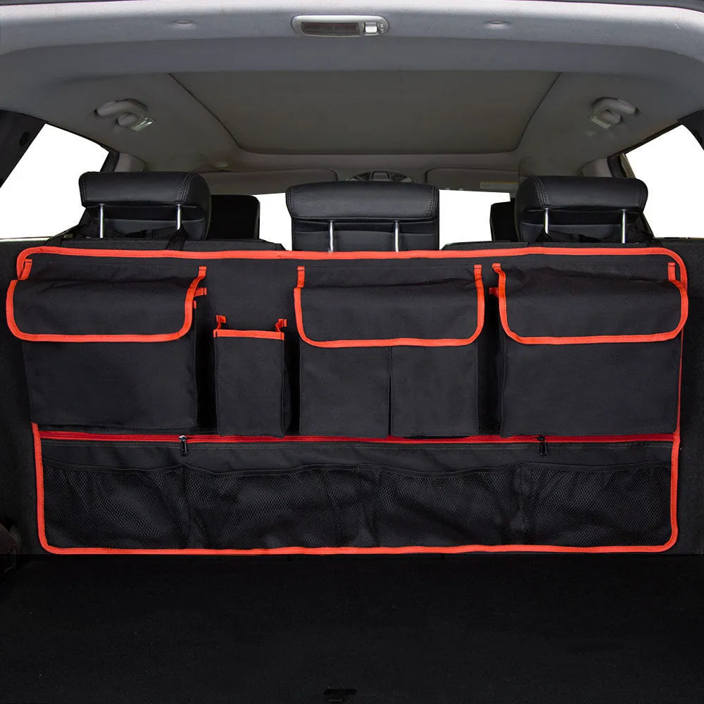 Black car boot hanging shopping bag organiser with waterproof Oxford cloth and carry handle