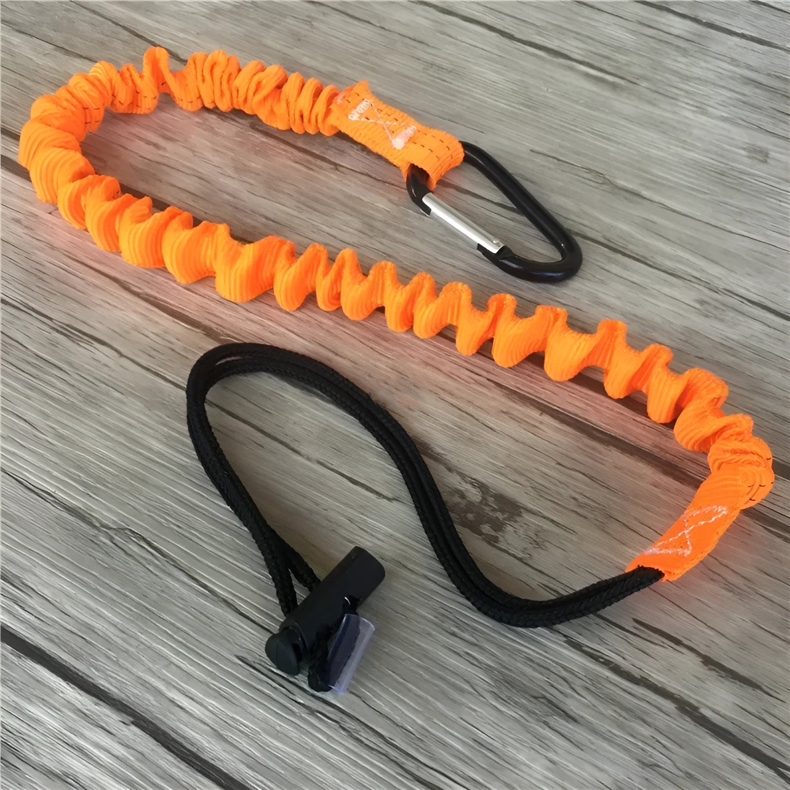Orange polyester polypropylene fishing rod safety rope measuring 90cm with fall protection connection