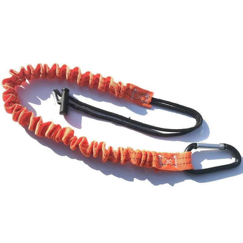 Orange polyester polypropylene fishing rod safety rope measuring 90cm with fall protection connection