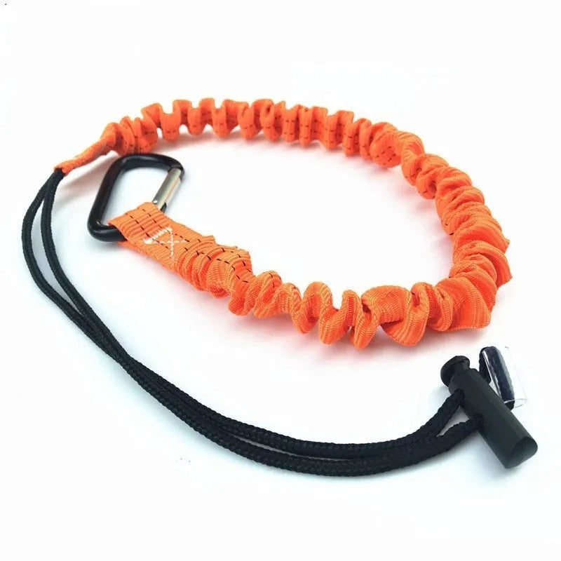 Orange polyester polypropylene fishing rod safety rope measuring 90cm with fall protection connection