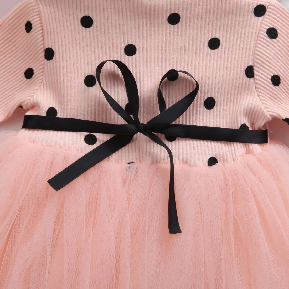 Baby girls long sleeve tutu lace dress in black, pink or white for christenings and birthday parties